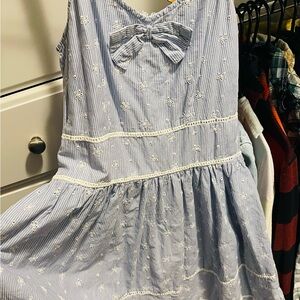 Wrangler Blue Striped Casual Dress with Bow